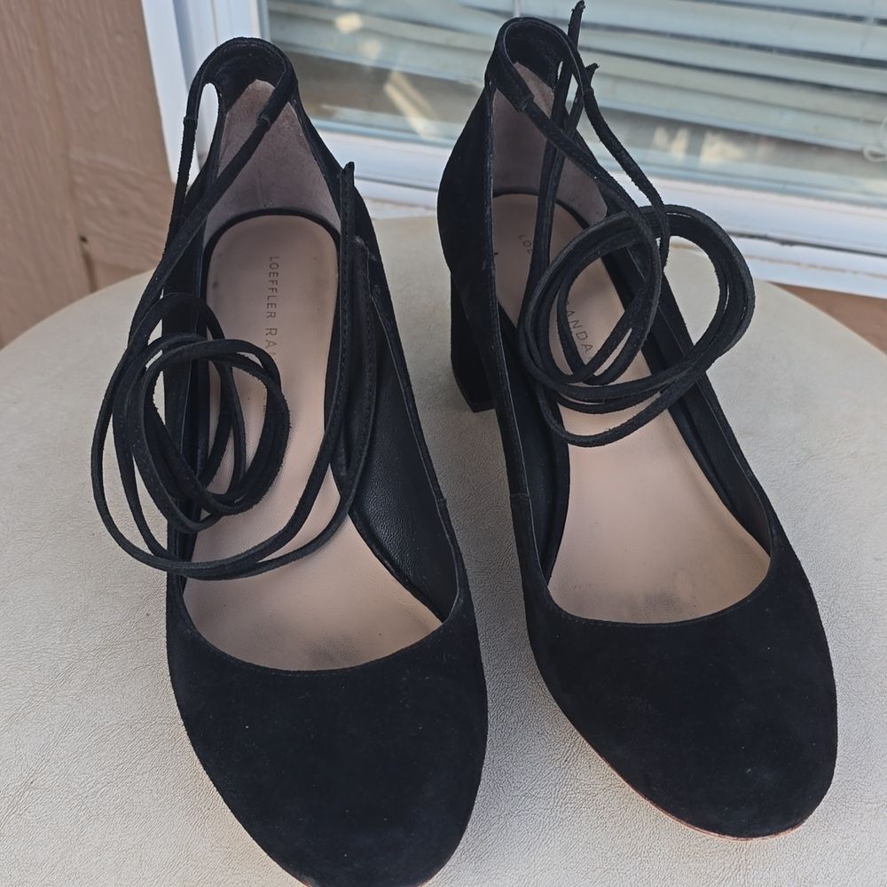 Loeffler Randall Black Suede Ankle Wrap Heels - Quiet Luxury Vibes